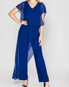 Last Tango Ms1059 - Jumpsuit W/ Chiffon Overlay In Royal In Blue