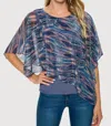 Last Tango Printed Asymmetrical Flowy Top In Blue In Blue