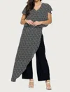 Last Tango Printed Jumpsuit With Chiffon Overlay In Black & White