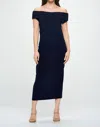Last Tango Ruch Side Slit Midi Dress In Navy In Blue