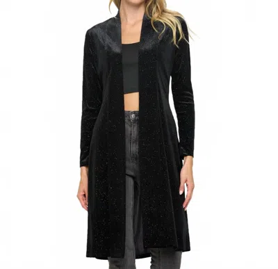 LAST TANGO SHIMMER LONG SLEEVE LONG DUSTER JACKET IN BLACK