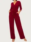 Last Tango Sleeved Wrinkle Resistant Pant Suit Jumpsuit In Red