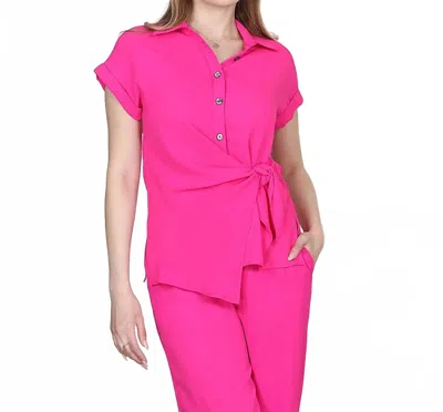 Last Tango Women's Cap Button Shirt In Berry In Pink
