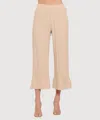 Last Tango Women's Textured Wde Leg Pant In Taupe In Neutral