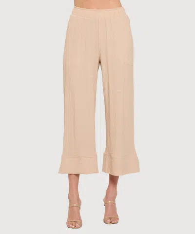 Last Tango Women's Textured Wde Leg Pant In Taupe In Neutral