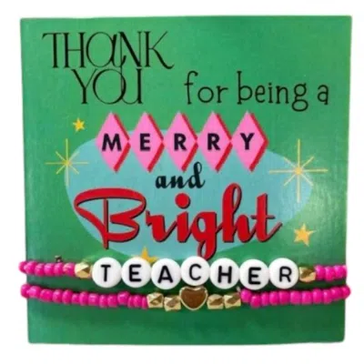 Lasting Impressions Merry & Bright Teacher Holiday Gift Bracelet In Pink