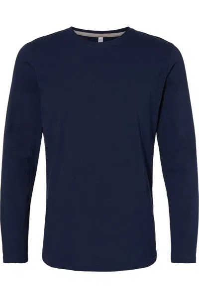 Lat Fine Jersey Long Sleeve Tee In Blue