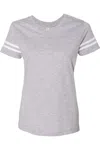 Lat Women´s Football V-neck Fine Jersey Tee In Gray