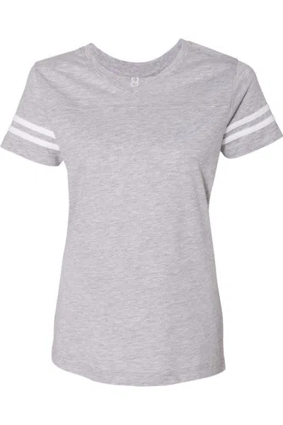 Lat Women´s Football V-neck Fine Jersey Tee In Gray