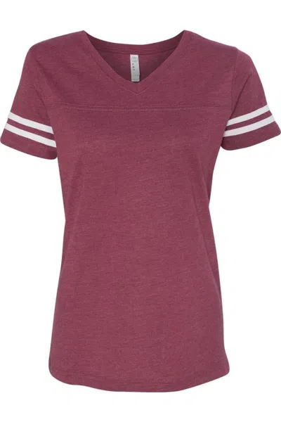 Lat Women´s Football V-neck Fine Jersey Tee In Red