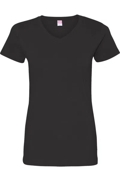 Lat Women´s V-neck Fine Jersey Tee In Black