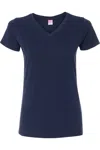 Lat Women´s V-neck Fine Jersey Tee In Blue