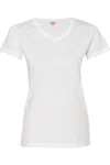 Lat Women´s V-neck Fine Jersey Tee In White