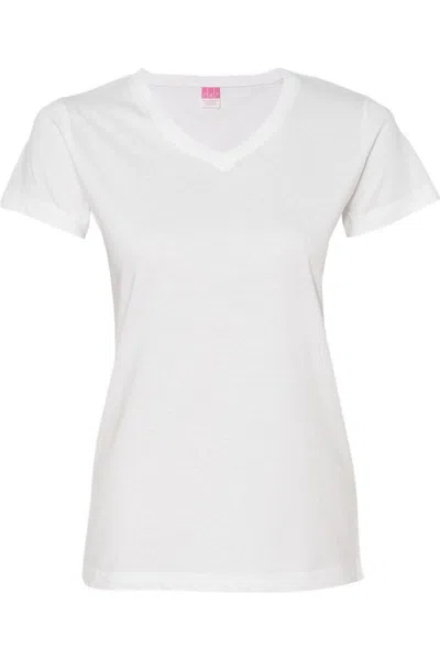 Lat Women´s V-neck Fine Jersey Tee In White
