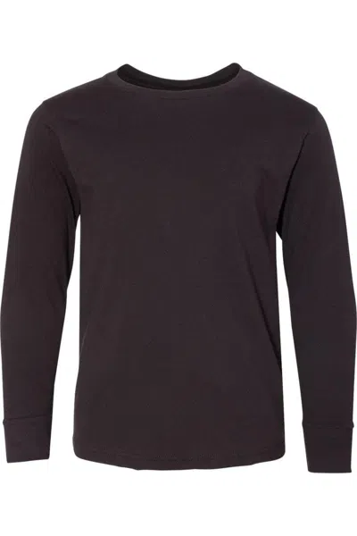 Lat Kids' Youth Fine Jersey Long Sleeve Tee In Black