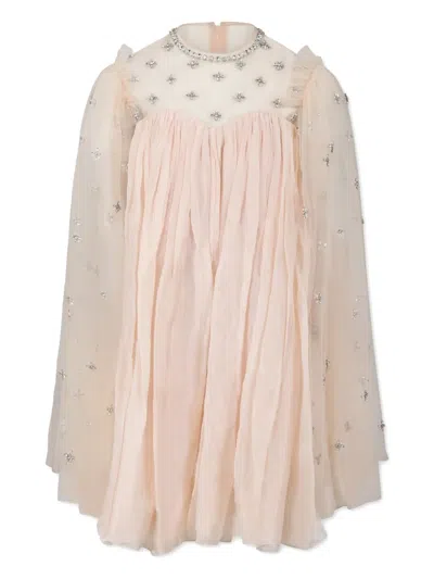 Làtara Kids' Crystal-embellished Silk Dress In Pink