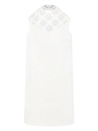 Làtara Kids' Embroidered Silk Dress In Neutrals