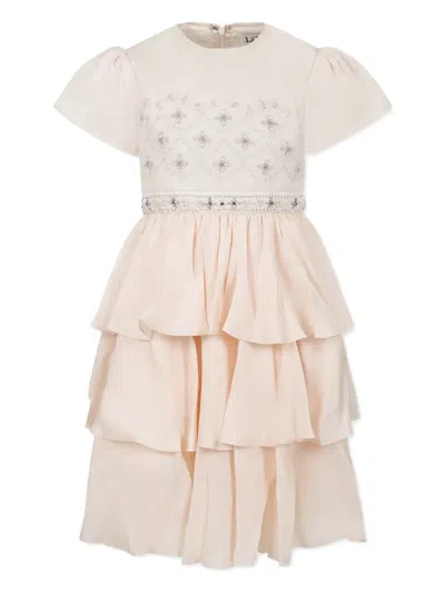 Làtara Kids' Tiered-skirt Silk Dress In Neutrals