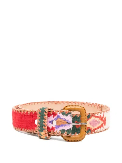Latch Parche Whipstitch-trim Geometric-pattern Belt In Multi