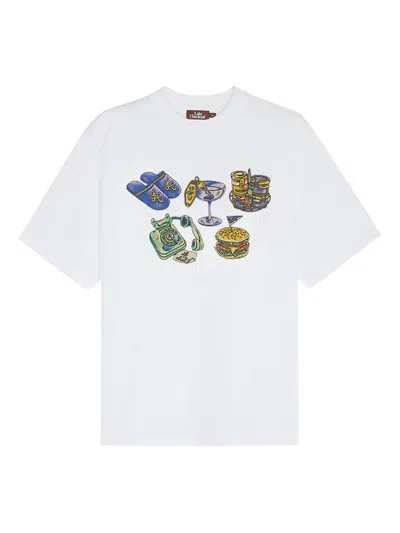 Late Checkout Mens Amenities Graphic-print Cotton-jersey T-shirt White
