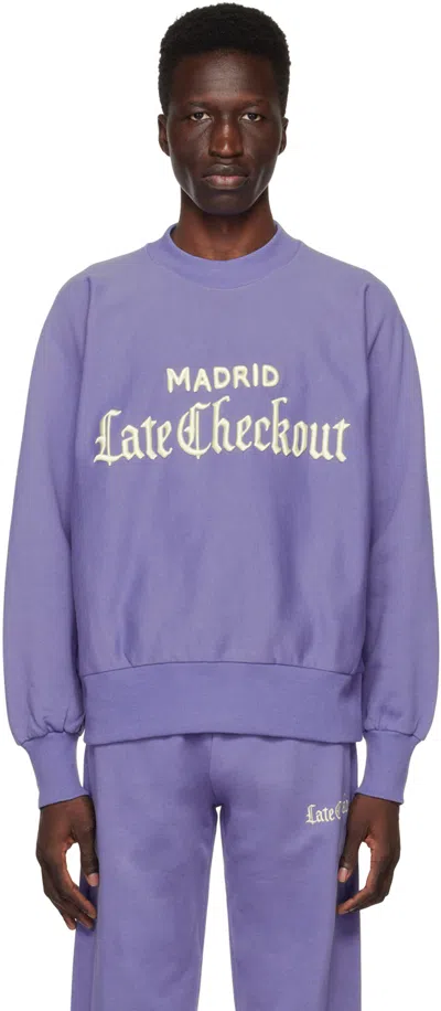 Late Checkout Blue Crewneck Sweatshirt