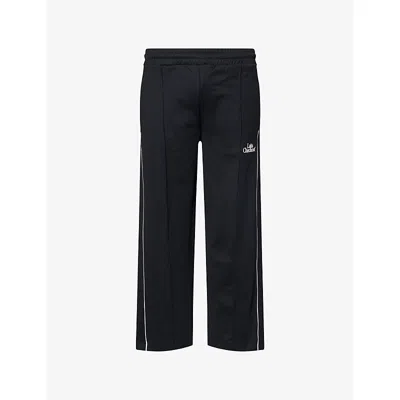 Late Checkout Mens Drawstring Two-slip-pockets Woven Track Trousers Black