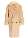 Late Checkout Wool Double-breasted Coat In 褐色