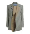 Late For Work Check Double Draped Blazer In Gray