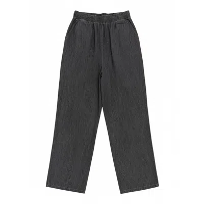 Latelier London Black Relaxed Elasticated Waist Trousers In Gray