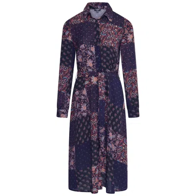 Latelier London Women's Blue Audrey Navy Floral Print Mix Shirt Dress