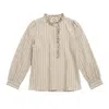 Latelier London Women's Neutrals Cream Stripe Ruffle-neck Blouse In White