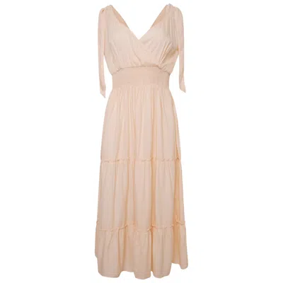 Latelier London Women's Neutrals Maisie Light Pink Peach Midi Dress In Orange/pink