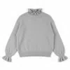 Latelier London Women's Ruffle Neck Knit Jumper In Soft Grey In Gray