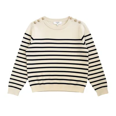 Latelier London Women's White Breton Stripe Button-detail Jumper