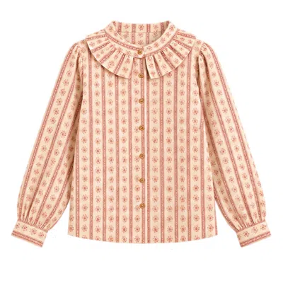 Latelier London Women's White Cream & Rust Floral Stripe Blouse