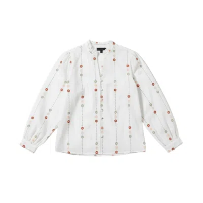 Latelier London Women's White Floral Embroidered Cotton Shirt