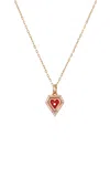 L'atelier Nawbar 18k Yellow Gold Mini Heart Diamond And Red Agate Pendant In Red