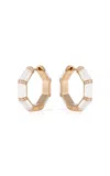 L'atelier Nawbar Bamboo 18k Yellow Gold Mother-of-pearl; Diamond Hoop Earrings In White
