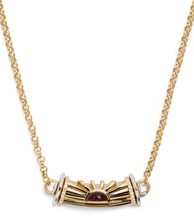 L'atelier Nawbar Big Yellow Gold, Diamond And Garnet Lot N*91 Warrior Dawn Necklace