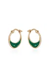 L'atelier Nawbar Bloop Moon 1 18k Gold Diamond; Malachite Earrings In Green