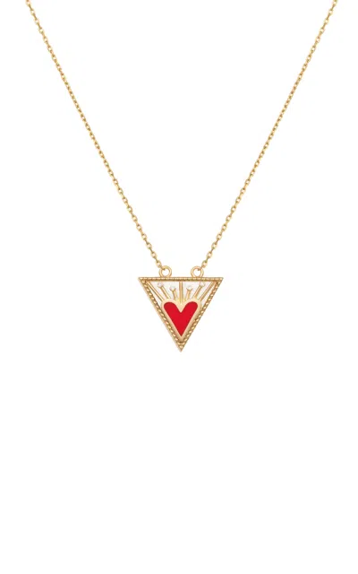 L'atelier Nawbar Heart In Triangle 18k Yellow Gold Diamond  Necklace