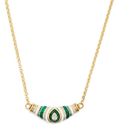 L'atelier Nawbar Large Yellow Gold, Malachite And Diamond N*93 Karma Necklace