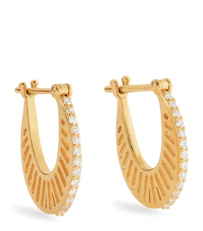 L'atelier Nawbar Medium Yellow Gold And Diamond Cosmic Flat Ray Earrings