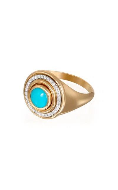 L'atelier Nawbar Mimete 18k Gold Diamond Turquoise Ring In Turquoise