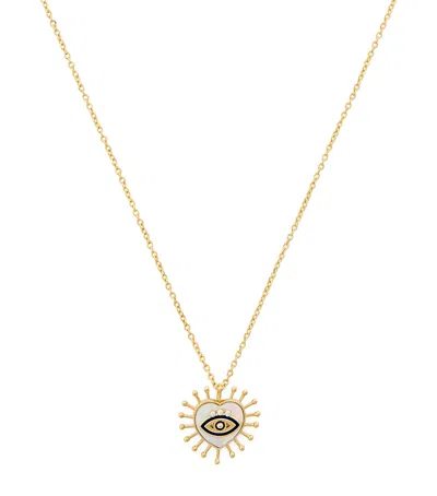 L'atelier Nawbar Mini Yellow Gold, Diamond, Lapis And Pearl Spiky Eye Rich Kitsch Necklace