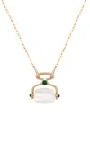 L'atelier Nawbar Neo Queen Large Enameled 18k Gold Diamond; Quartz Necklace In White