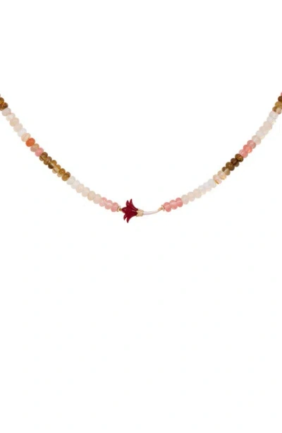 L'atelier Nawbar Psychadeliah Beaded Necklace In Red Coral