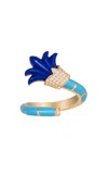 L'atelier Nawbar Psychedeliah On A Vine 18k Yellow Gold Multi-stone Ring In Blue