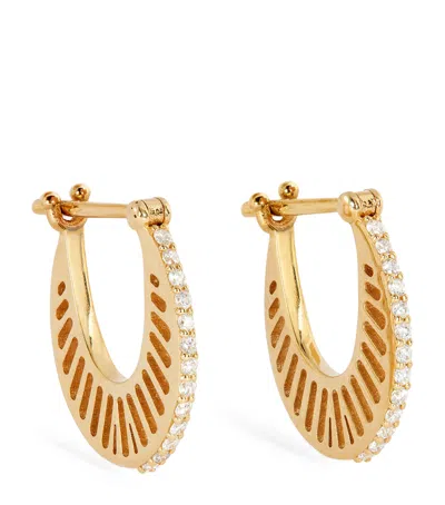L'atelier Nawbar Small Yellow Gold And Diamond Cosmic Flat Ray Earrings