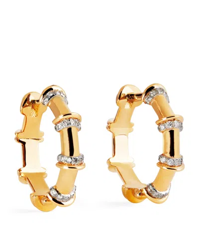 L'atelier Nawbar Small Yellow Gold And Diamond Warrior N*93 Hoop Earrings
